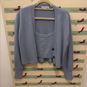 Reformation Slate Blue Cardigan Set